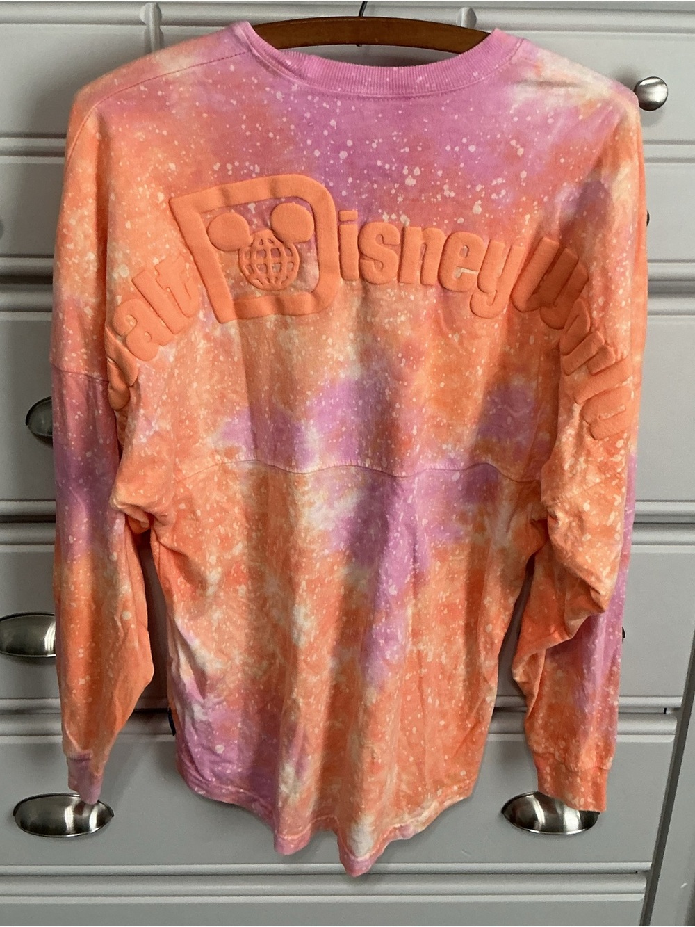 EUC DISNEY SPIRIT JERSEY Lightweight Orange Pink Tie Dye Oversize XS
